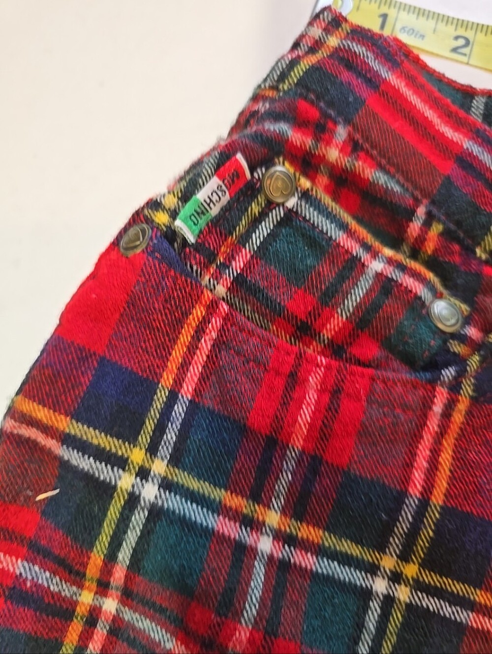 Vintage Moschino Tartan Red Plaid Wool Pants Size 29 - Picture 8 of 12
